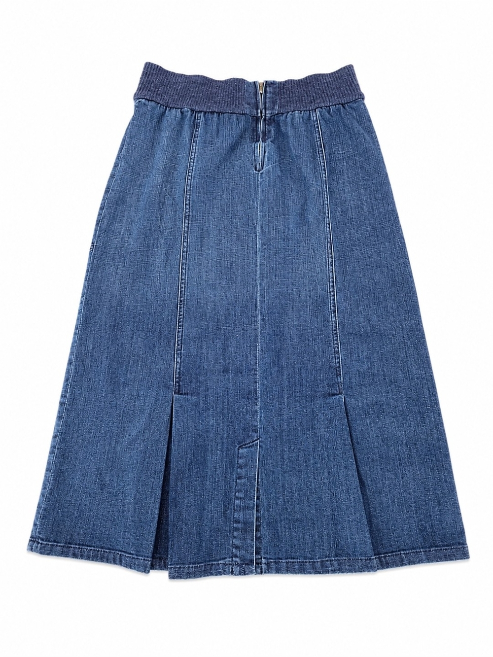 St John Sport Denim Button Front Midi Skirt Pleated Size 14 - Picture 2 of 8
